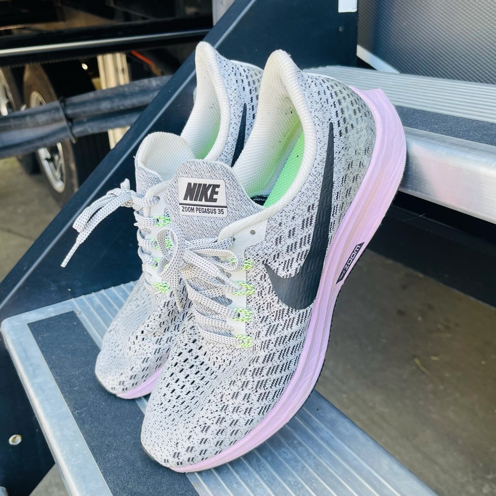 Nike Air Zoom Pegasus 35 942855-011 Pink Foam Gray Knit Women's 10
